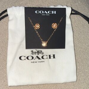 Coach Open Circle Necklace and Tea Rose Stud Earrings